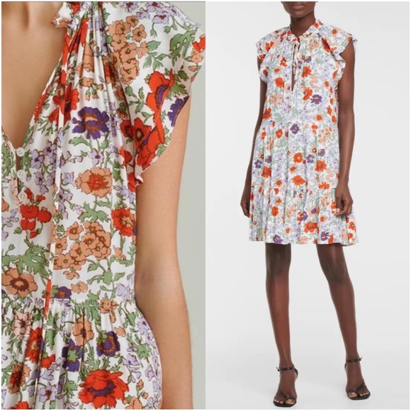 NWT VERONICA BEARD Zee Floral Minidress in Off White - Picture 5 of 14